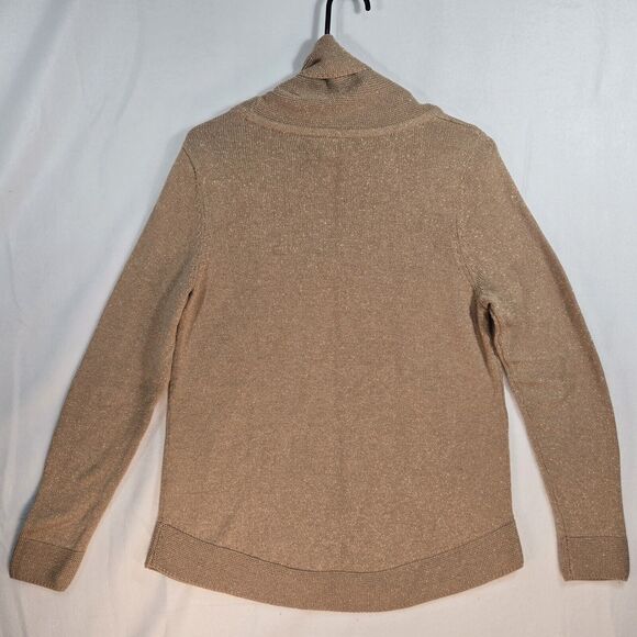 Chico's Brown with Gold Metallic Glitter Turtleneck Sweater Pullover Size 1 M/8 - Picture 4 of 13